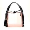 Lanvin Shopping bag in transparent canvas and black patent leather - 360 thumbnail