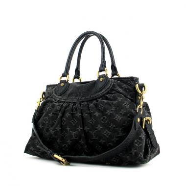 Bolso de mano Louis Vuitton en lona Monogram negra y cuero negro