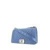 Chanel Boy shoulder bag in blue quilted grained leather - 00pp thumbnail
