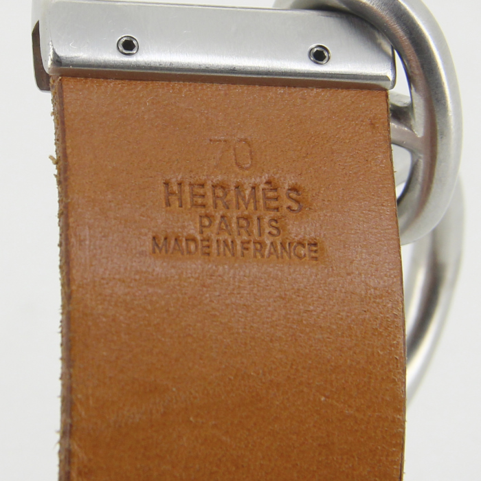 Ceinture Hermes en cuir marron - Detail D1