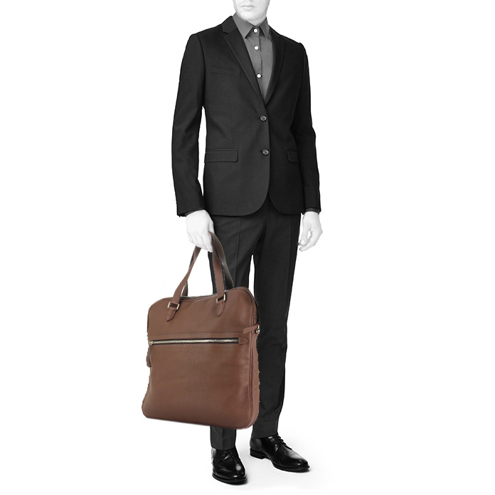 Borsa a tracolla Hermes Hebdo in pelle marrone - Detail D1