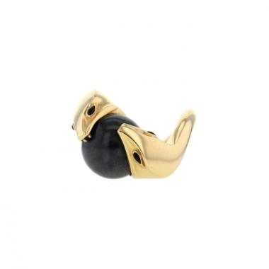 Anello Boucheron Trouble in oro giallo,  giada grigia e smalto nero