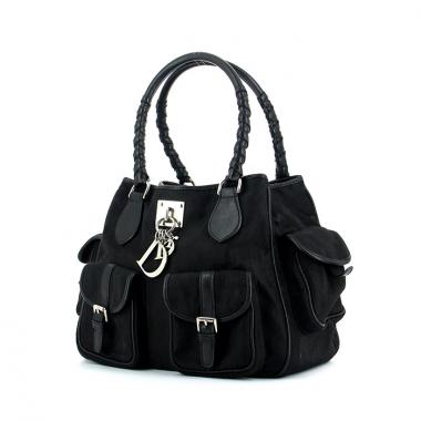 Dior handbag in monogram canvas and black leather