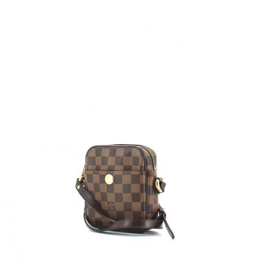 Sac bandoulière Louis Vuitton en toile damier ébène et cuir marron