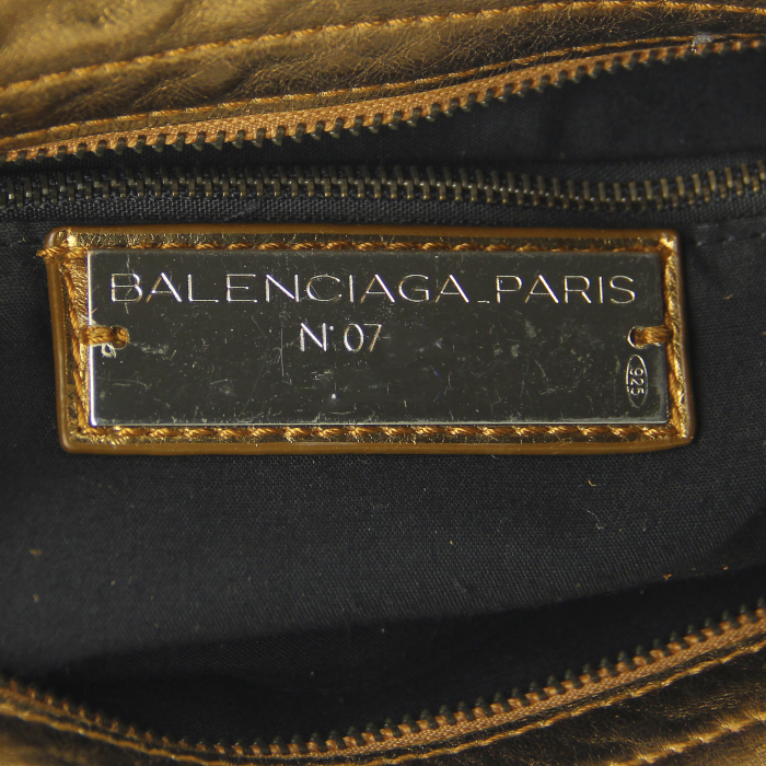 Sac à main Balenciaga City en cuir mordoré - Detail D4