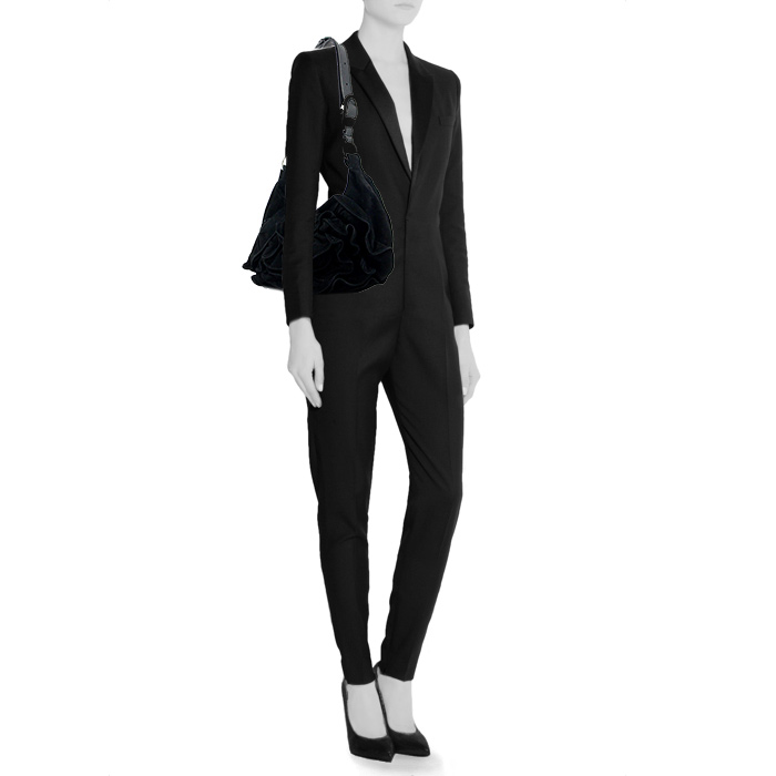 Bolso de mano Saint Laurent en ante negro - Detail D1