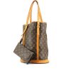 Shopping bag Bucket modello grande in tela monogram marrone e pelle naturale - 00pp thumbnail