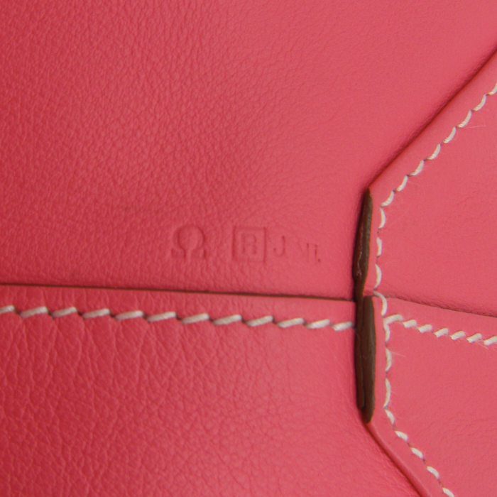 Bolso Cabás Hermes Double Sens modelo mediano en cuero de ternero Sikkim rosa y rojo - Detail D4