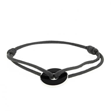 Bracelet Dinh Van Pi Chinois en argent et émail noir