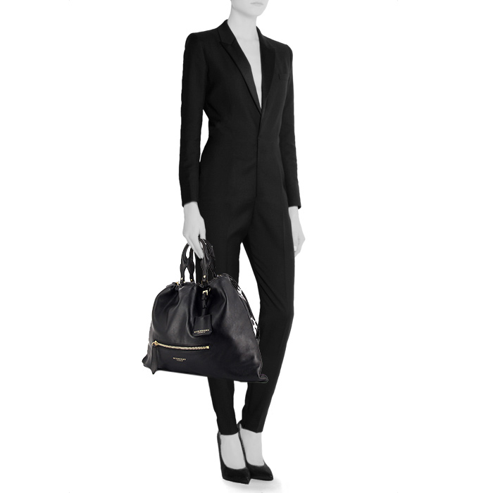 Bolso bandolera Burberry Big Crush en cuero negro - Detail D2