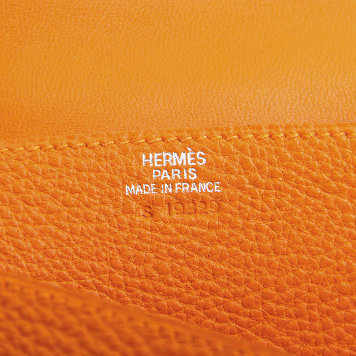 Hermes Dogon - Pocket Hand belt wallet in orange grained leather - Detail D3