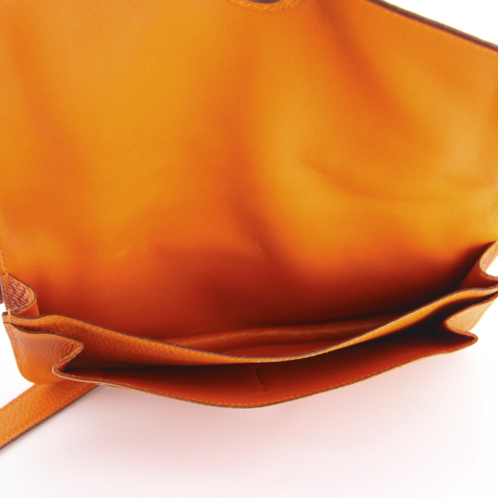 Hermes Dogon - Pocket Hand belt wallet in orange grained leather - Detail D4