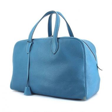 Hermes Victoria II travel bag in blue jean leather taurillon clémence