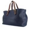 Bottega Veneta shopping bag in blue braided leather - 00pp thumbnail