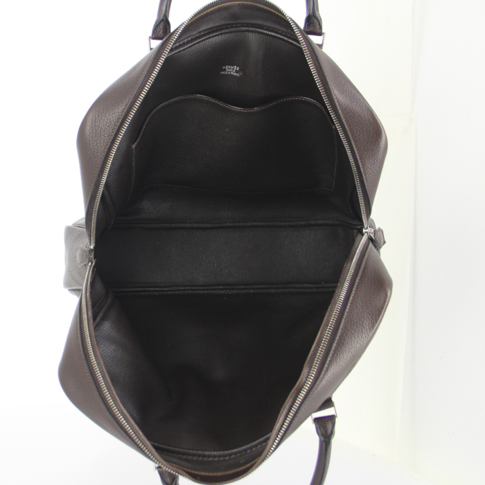 Borsa portadocumenti Plume in pelle martellata marrone - Detail D2