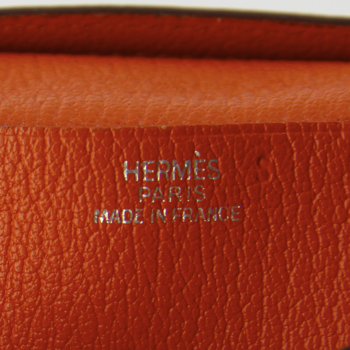 Portefeuille double Hermes Béarn en cuir orange - Detail D2