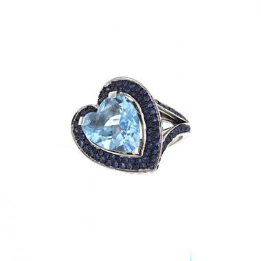 Bague Mauboussin Subtile Raison en or blanc,  saphirs et améthystes et en aigue-marine