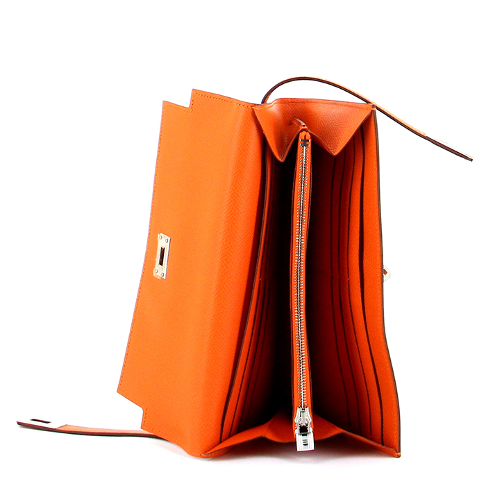 Hermes wallet in orange epsom leather - Detail D2