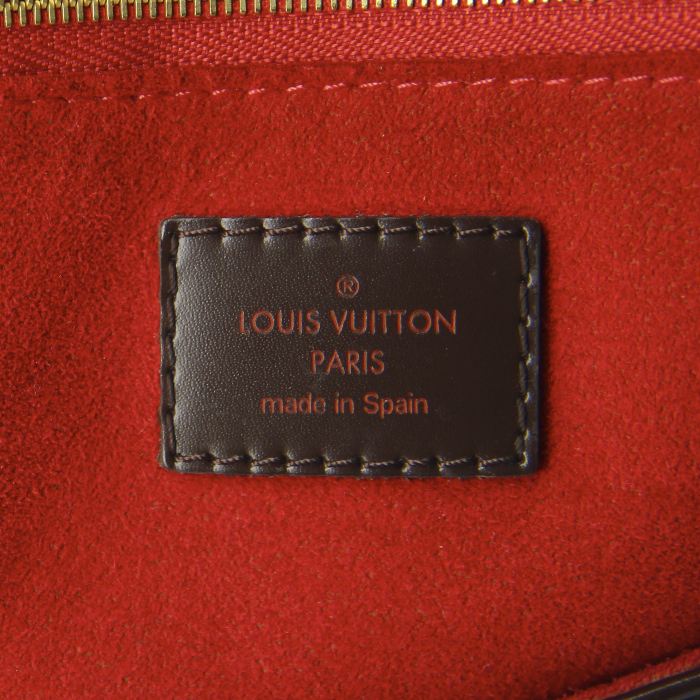 Louis Vuitton shoulder bag in ebene damier canvas and brown leather - Detail D3