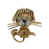 Van Cleef & Arpels Lion Ebouriffé small model brooch-pendant in yellow gold,  diamonds and emerald and in onyx - 00pp thumbnail