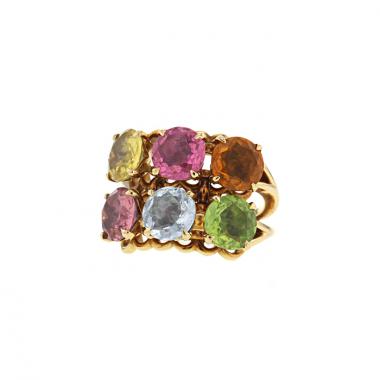 Anello Dior in oro giallo e pietre colorate