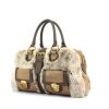 Marc Jacobs handbag in beige and brown bicolor leather and grey-beige furr - 00pp thumbnail