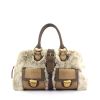 Marc Jacobs handbag in beige and brown bicolor leather and grey-beige furr - 360 thumbnail