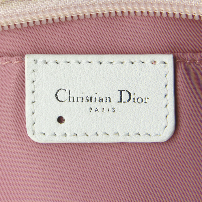 Dior handbag in varnished pink and white monogram canvas - Detail D3
