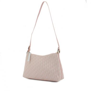 Dior handbag in varnished pink and white monogram canvas
