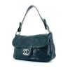 Chanel On the Road shopping bag in pigeon blue quilted grained leather - 00pp thumbnail