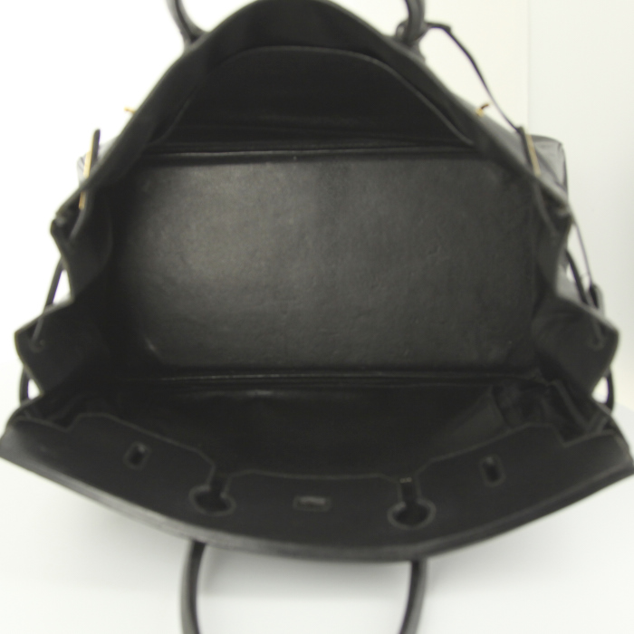 Borsa Hermes Birkin 40 cm in pelle Fjord nera - Detail D2