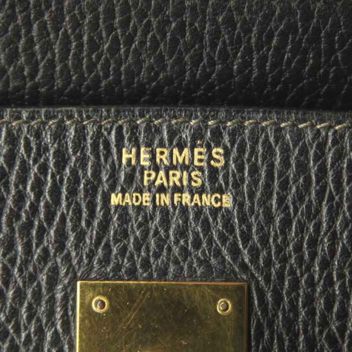 Hermes Birkin 40 cm handbag in black Fjord leather - Detail D3