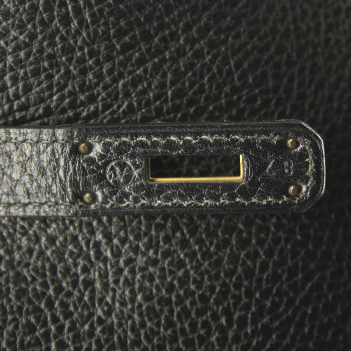 Borsa Hermes Birkin 40 cm in pelle Fjord nera - Detail D4