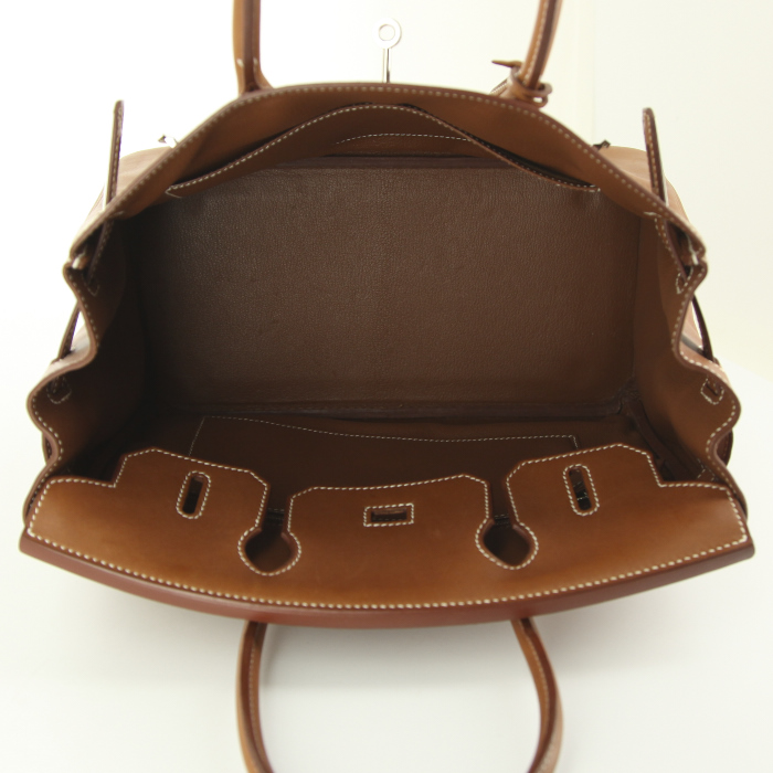 Borsa Hermes Birkin 30 cm in pelle Barenia marrone - Detail D2