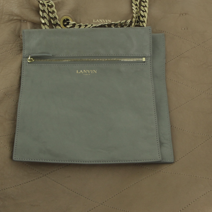 Lanvin Carry Me shopping bag in beige leather - Detail D5