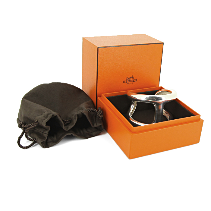 Brazalete Hermes Osmose modelo grande en plata