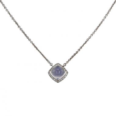 Collier Fred Pain de Sucre petit modèle en or blanc,  diamants et calcédoine bleue Collier Fred Pain de Sucre petit modèle en or blanc,  diamants et calcédoine bleue