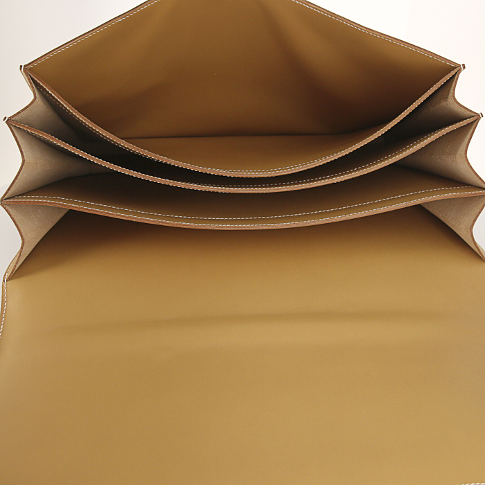 Porta-documentos Hermès Sac à dépêches en cuero natural - Detail D2