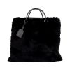 Prada 24 hours bag in black leather and black synthetic furr - 360 thumbnail
