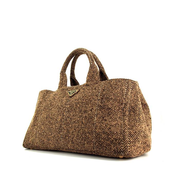 Prada shopping bag in brown tweed - 00pp