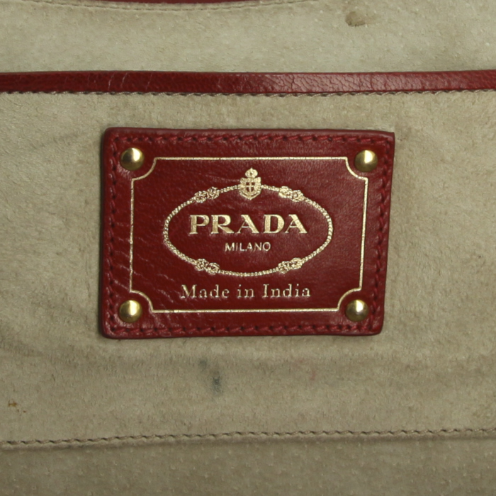 Shopping bag in pelle intrecciata bicolore rossa e bordeaux - Detail D3