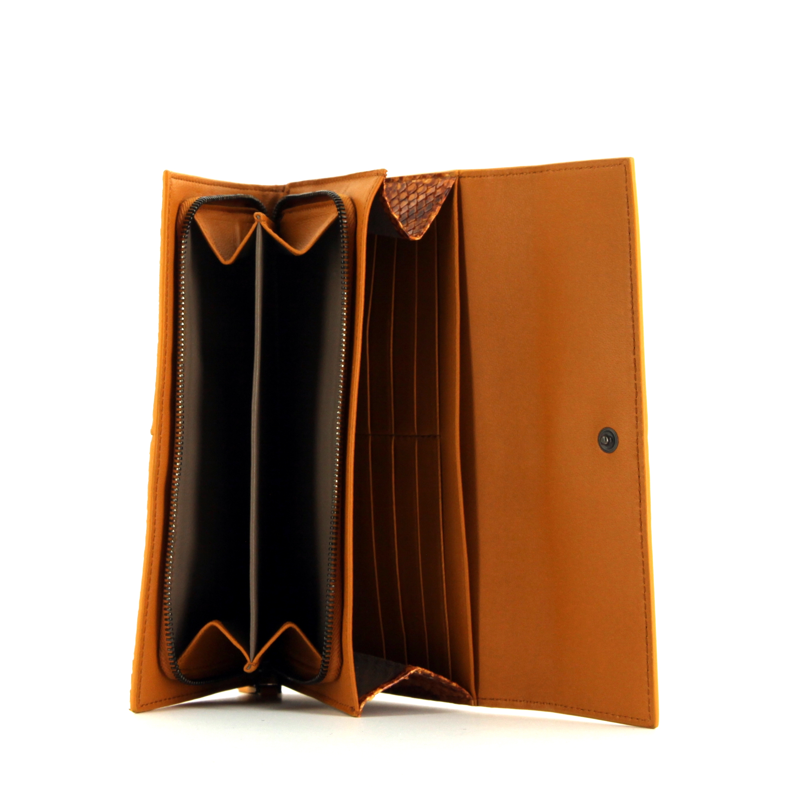 Portafogli in pitone arancione e pelle arancione - Detail D2