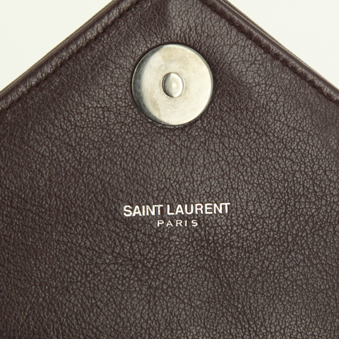 Saint Laurent Medium College shoulder bag in purple chevron quilted leather - Detail D4