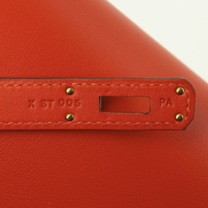 Hermes pouch in red Swift leather - Detail D4