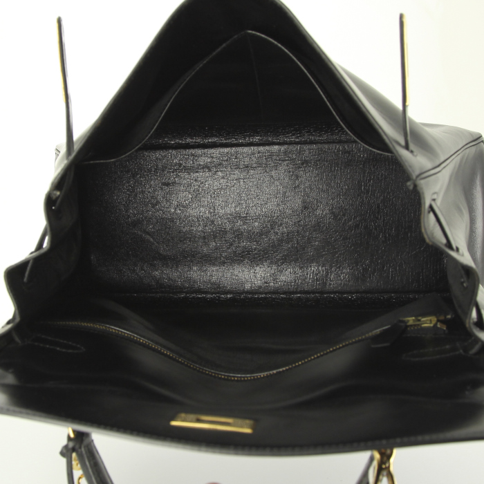 Sac à main Hermes Kelly 32 cm en cuir box noir - Detail D3