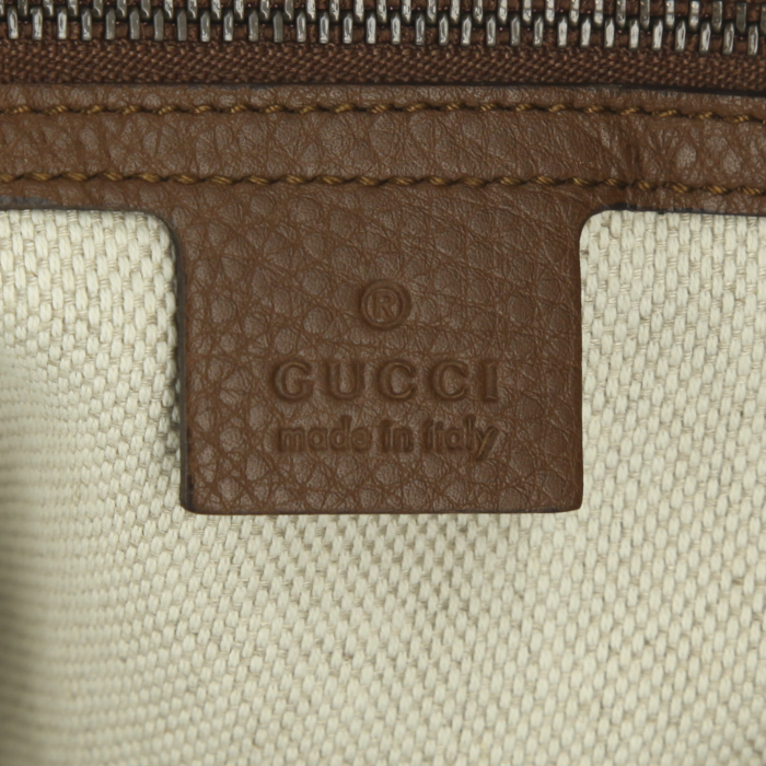 Sac à main Gucci Soho en toile denim bleu-jean et cuir marron - Detail D3