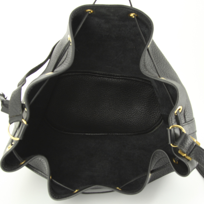 Borsa bisaccia in pelle martellata nera - Detail D2