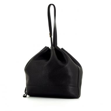 Sac besace Hermes en cuir grainé noir