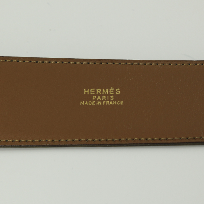 Ceinture Hermes Médor en cuir box noir - Detail D1