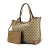 Gucci shopping bag in beige and taupe bicolor monogram canvas and taupe leather - 00pp thumbnail